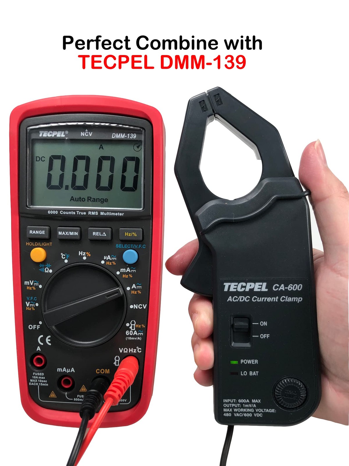 TECPEL CA-600 AC/DC Current clamp Transmitter Probe 600A Black