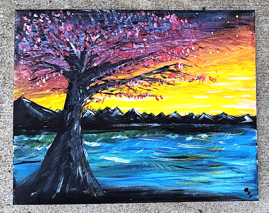 The Dark Wine Tree - Lake Mountains Acrylic Canvas Bruce P. Squirrel Gallery