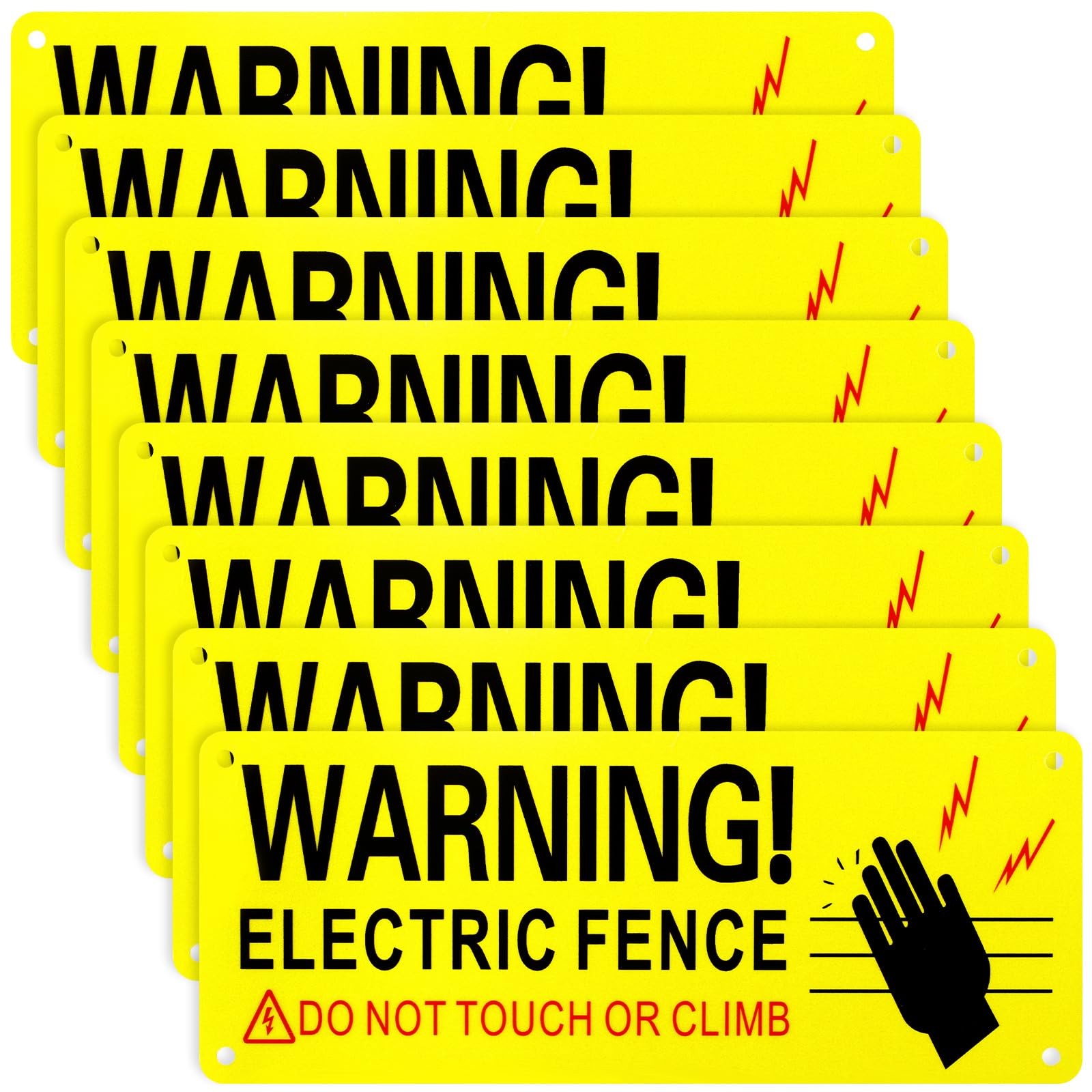 Blulu 8 Pack Metal Electric Fence Warning Signs 10 x 4 Inches Reflective Alum...