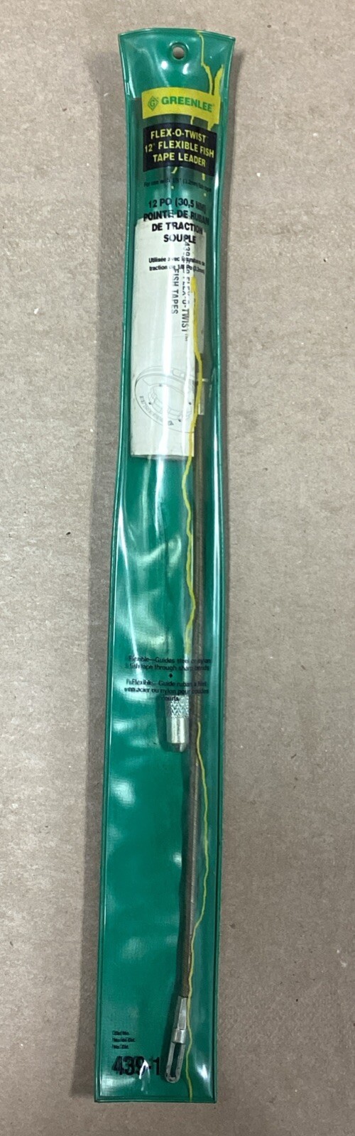 Greenlee 439-1 Fish Tape Leader,Flexible, 12”, use with 1/8" steel fish tape