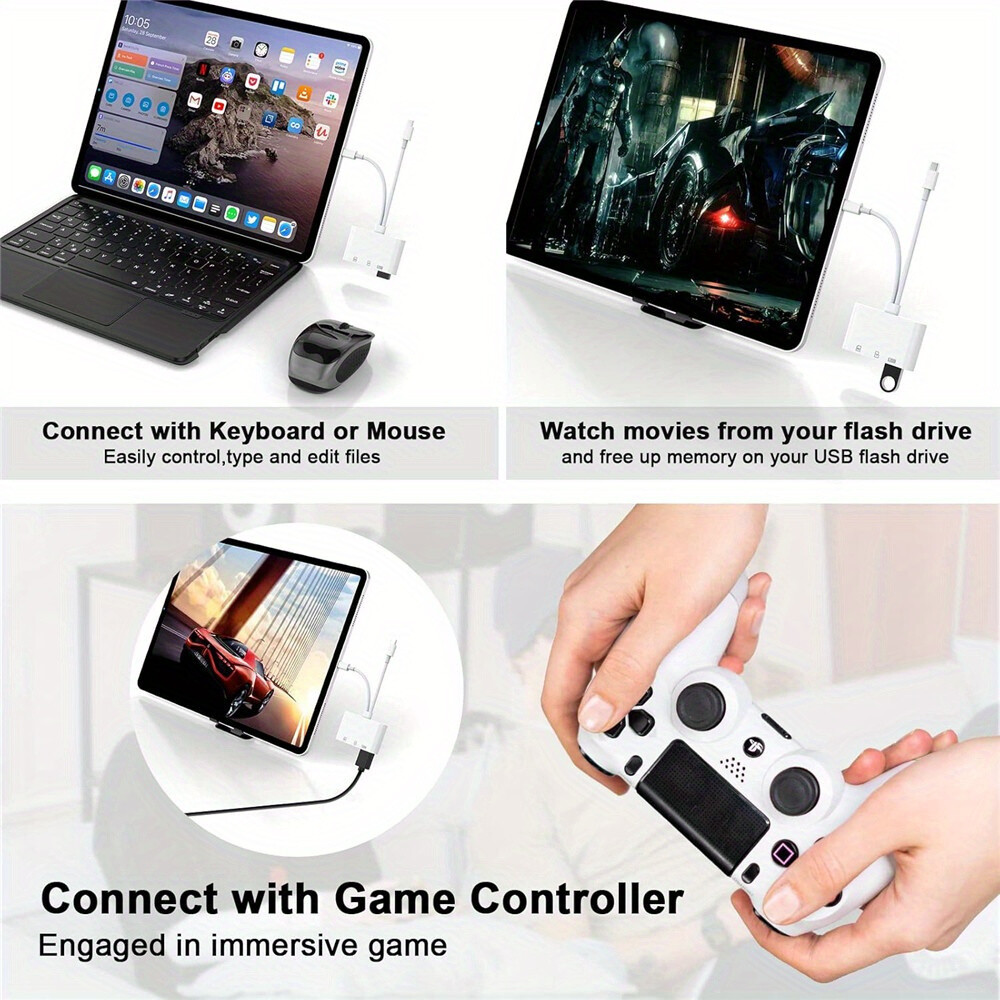 ⚡4 in 1 IOS/Type C USB OTG Adapter SD/TF Card Reader For iPhone/Android Phone/PC