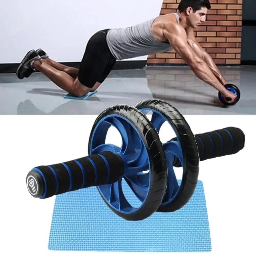 Abdominal Roller Wheels Ab Trainer with Knee Pad Core Workout Exercise Muscle...