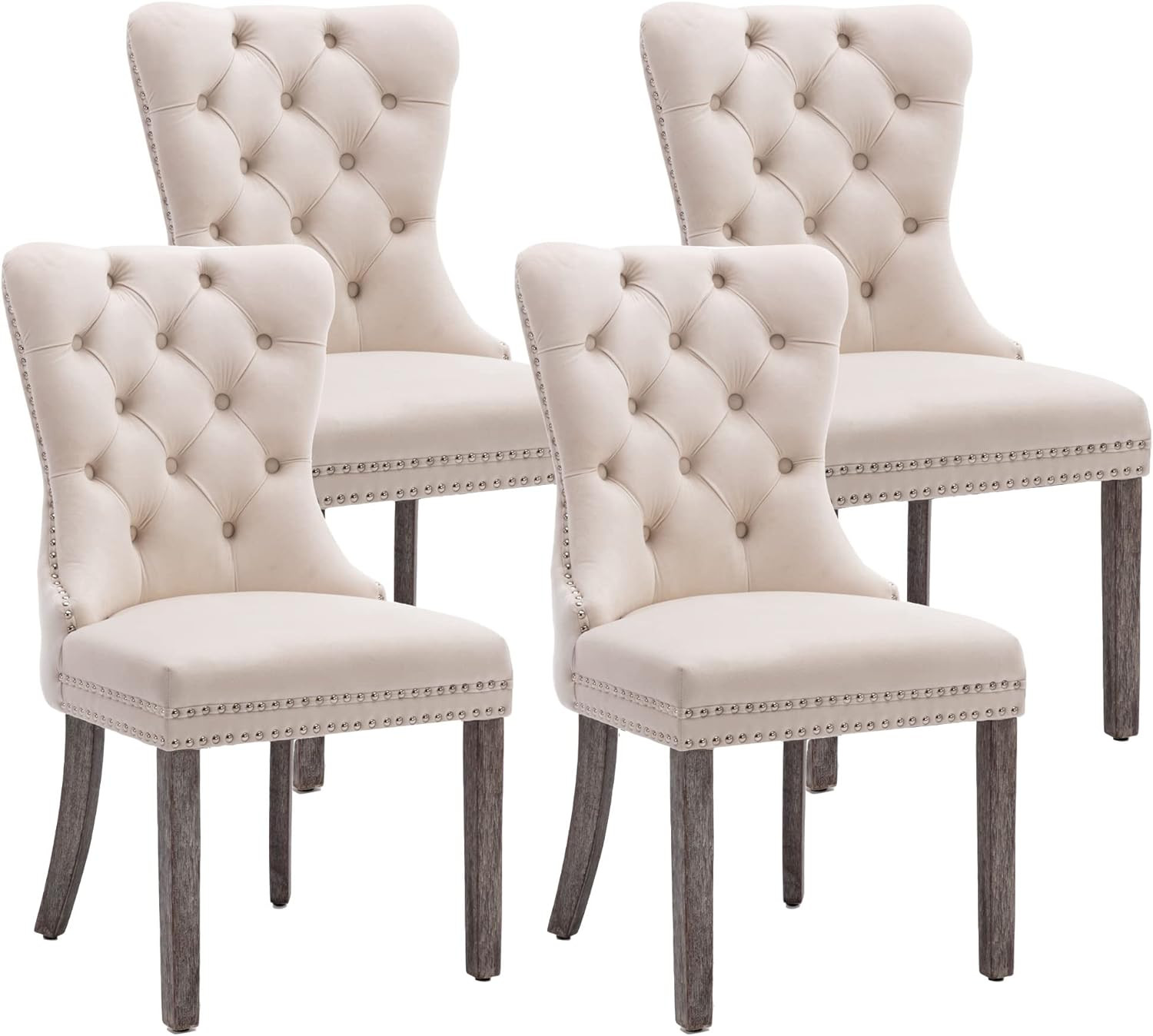 KCC Velvet Dining Chairs Set of 4, Upholstered High-End Tufted Dining Room Chair