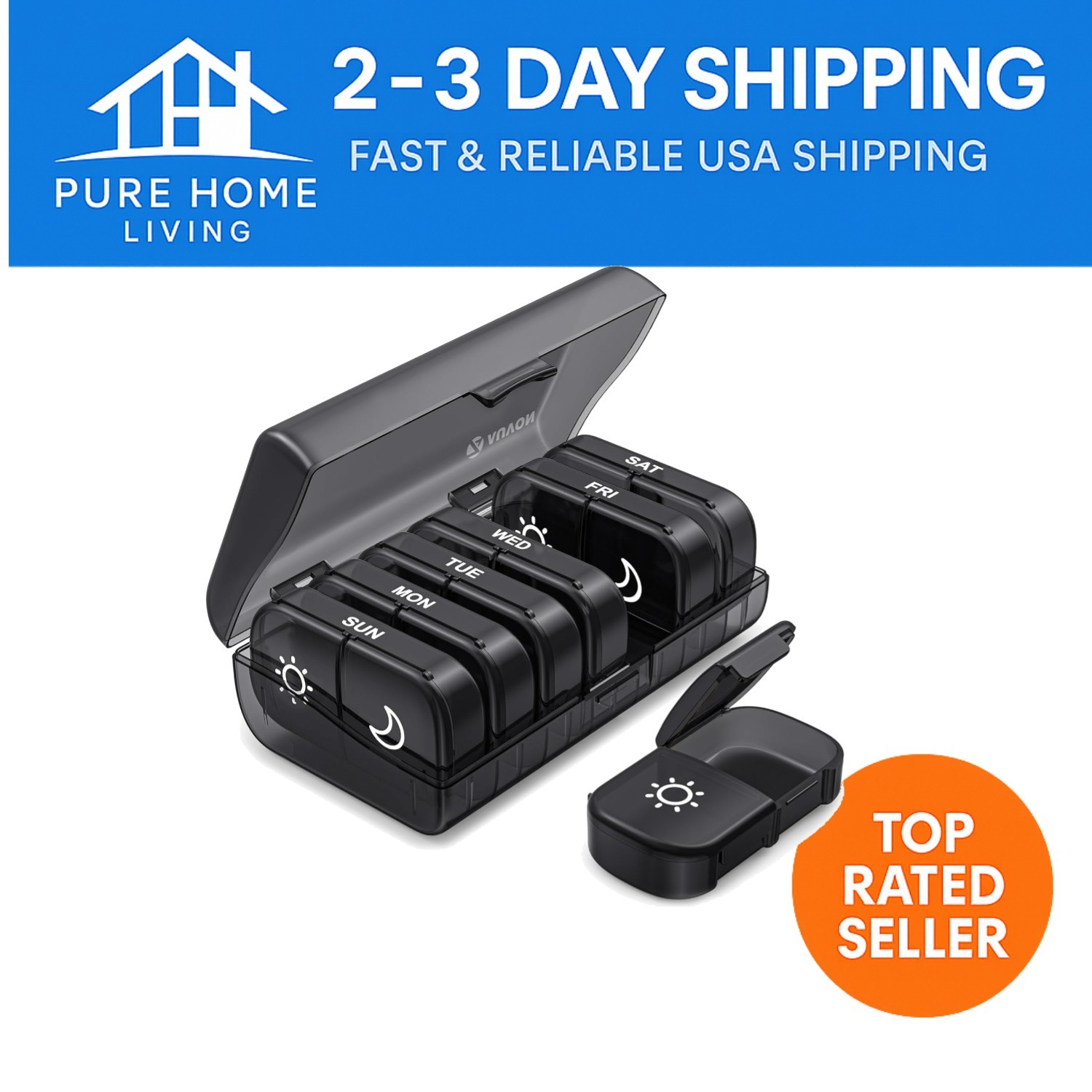 Innovative AM PM Pill Organizer – Large Openings for Easy Filling & Retrieval