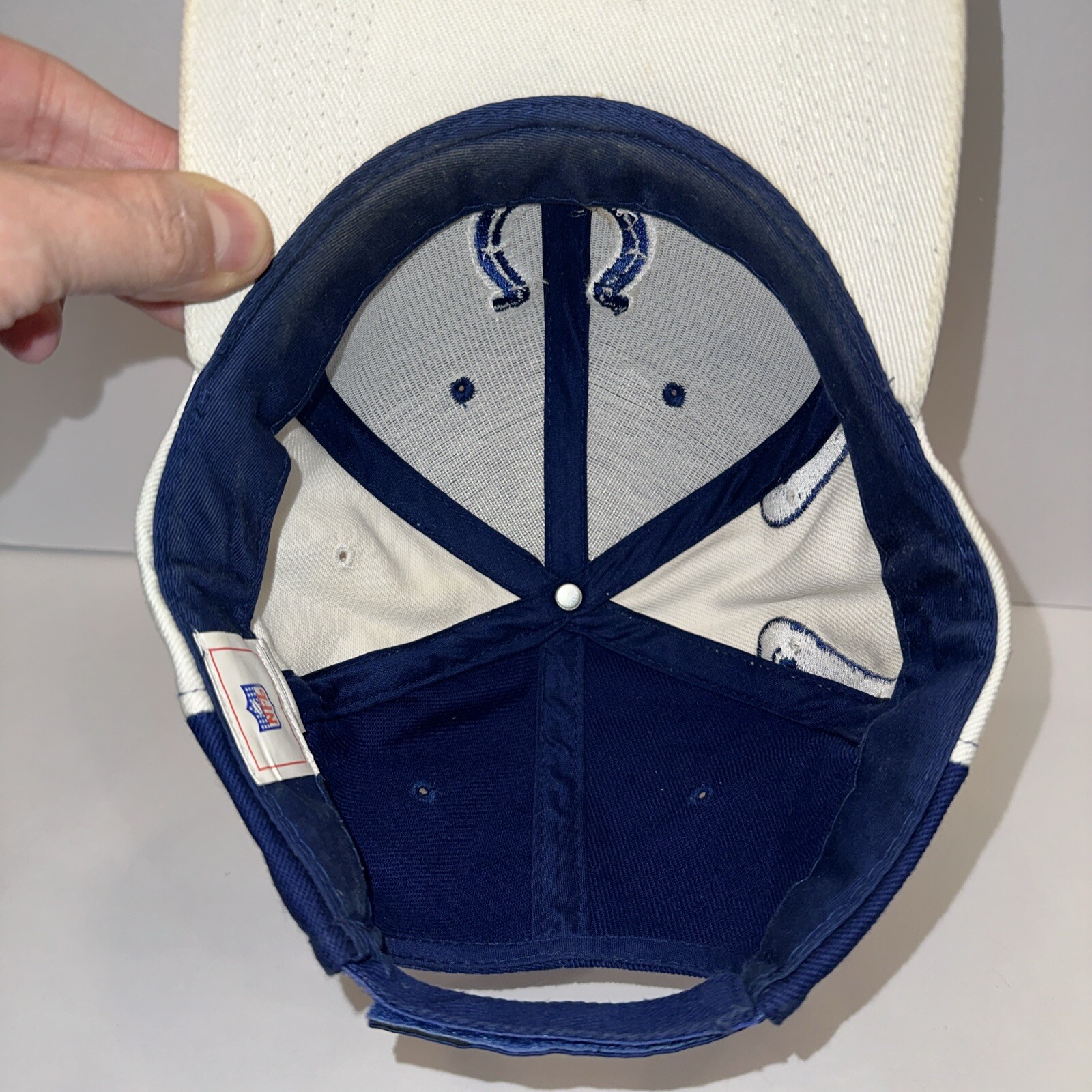 Indianapolis Colts Hat Navy Blue w White Accents Embroidered Horseshoe Hook Loop