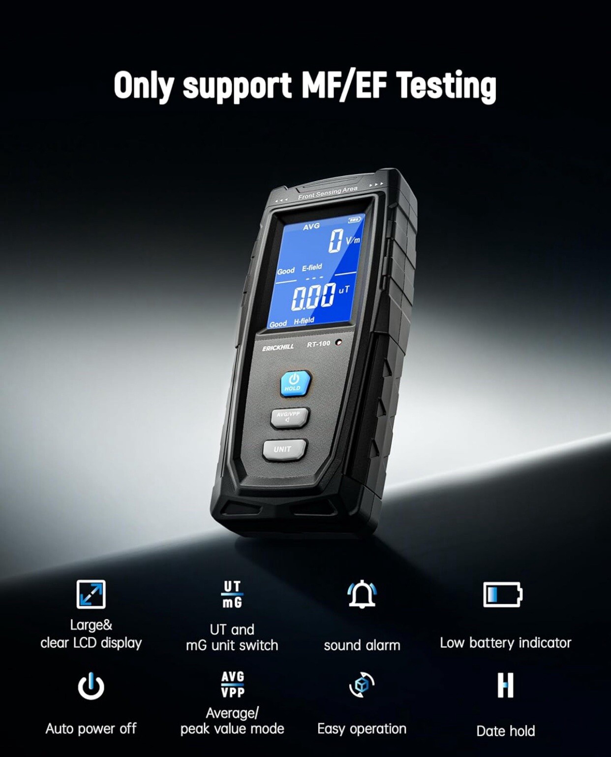 ERICKHILL EMF Meter, Rechargeable Digital Electromagnetic Field Radiation