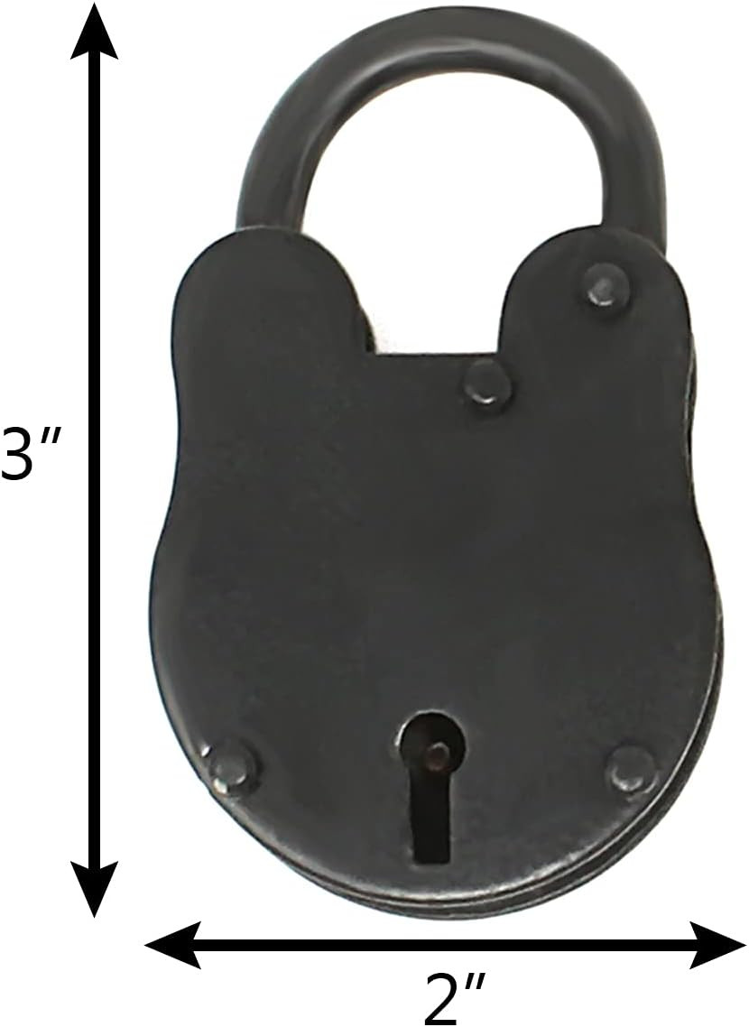Antique Solid Iron Lock with Skeleton Keys - Pirate Treasure Lock (3")