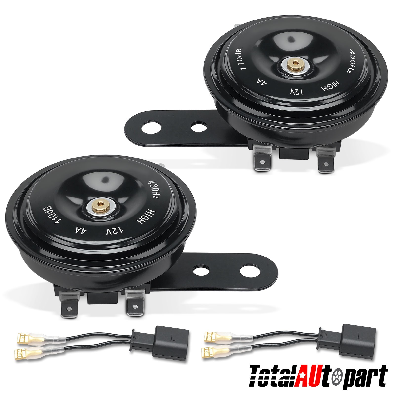 2x Disc Horn w/2 Wire Connectors for VW Jetta Mercedes-Benz Audi Porsche Skoda