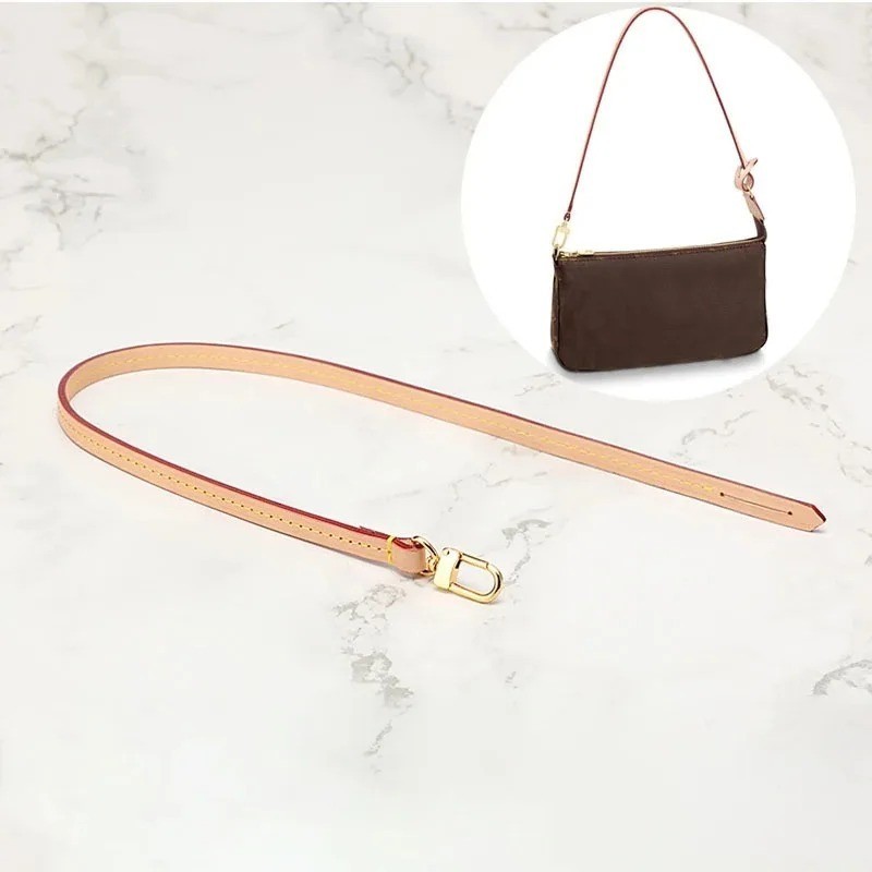 NEW! Vachetta Short Leather Strap for Pochette Accessoires  Mini Pouch Purse Bag