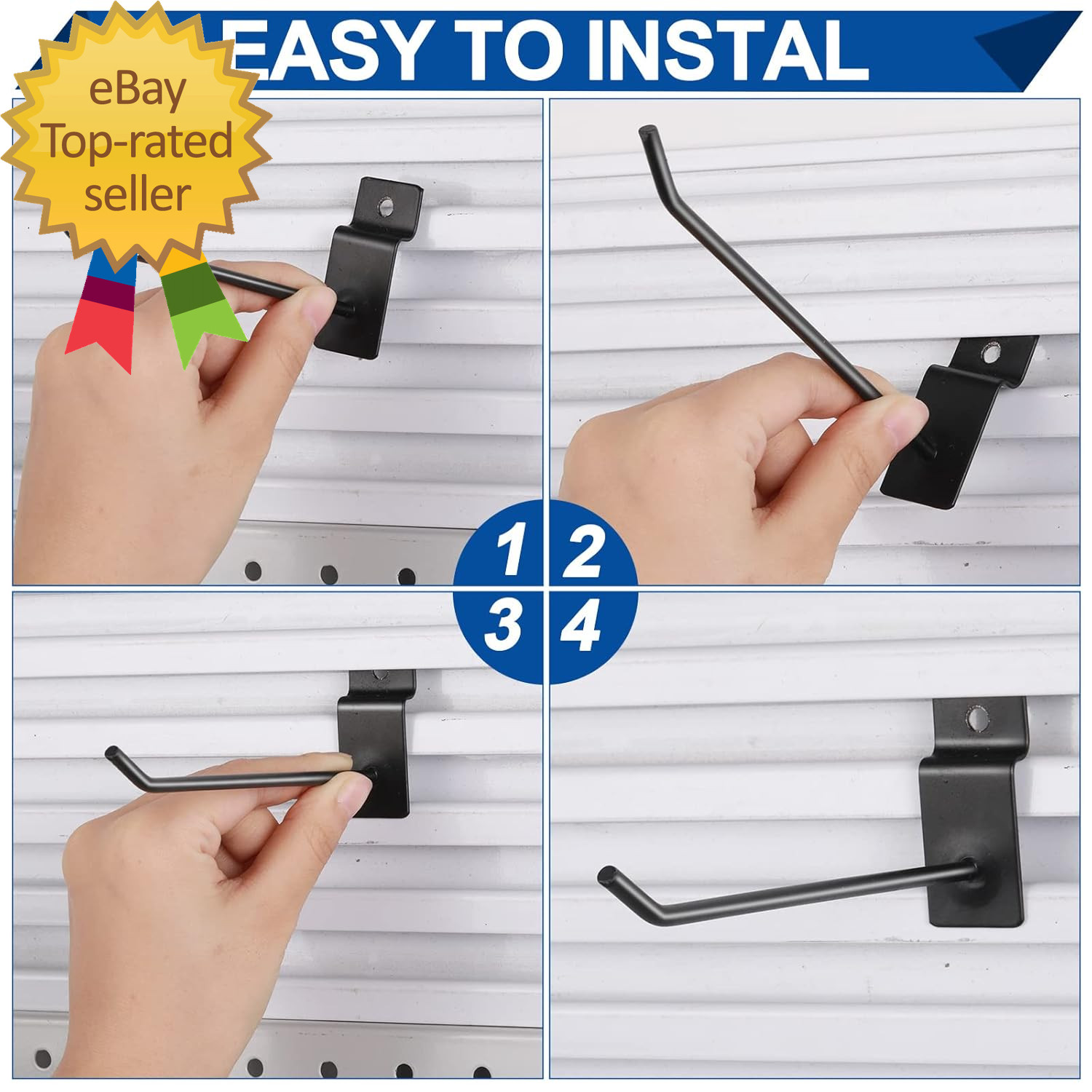 100 Pack Slatwall Hooks Panel Display Hooks Slat Board Peg Accessories Heavy Dut