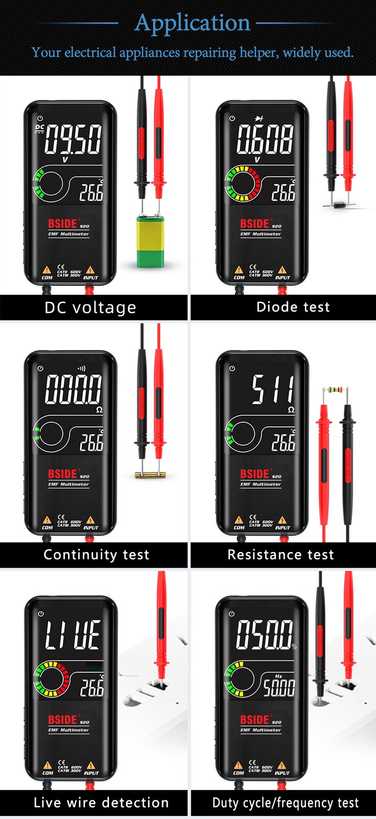 Digital EMF Meter Electromagnetic Radiation Detector Radiation Dosimeter Tester