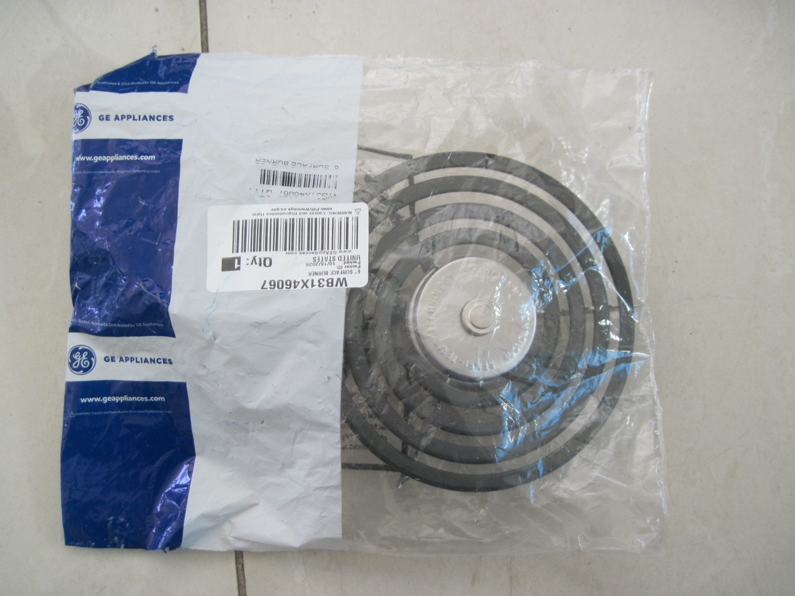 NEW OEM Genuine GE WB30X31058, WB31X46067 Range Safety Element 6"