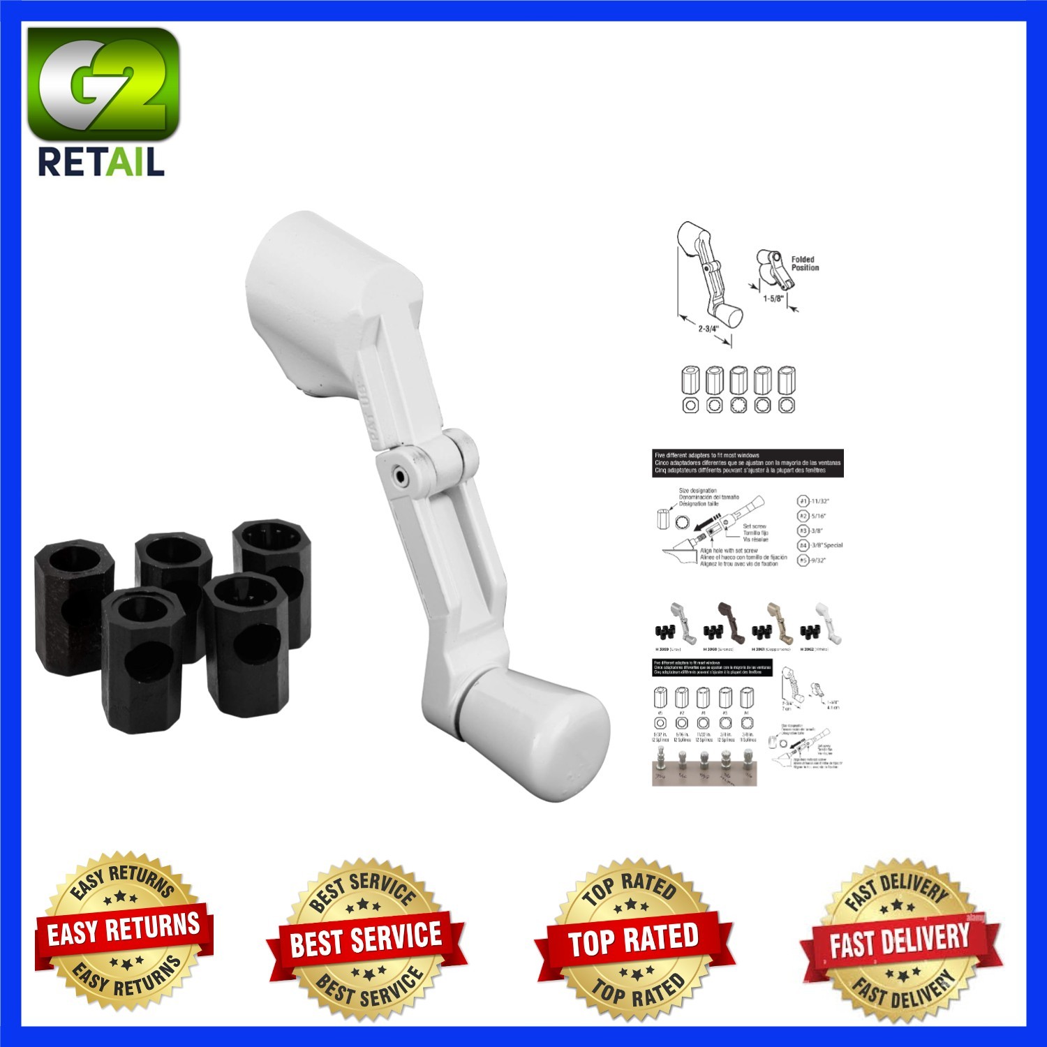 Modern Diecast Window Crank Handle - Folding Design for Enhanced Functionality