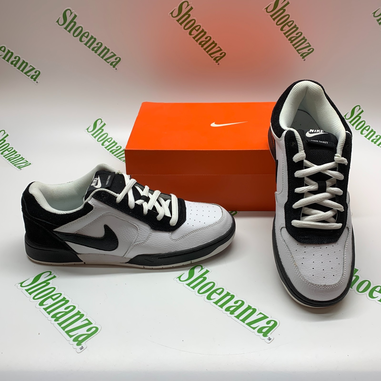 Nike Skeet 324957 107 Black White Skateboard Skateboarding Sneakers Shoe Men 10