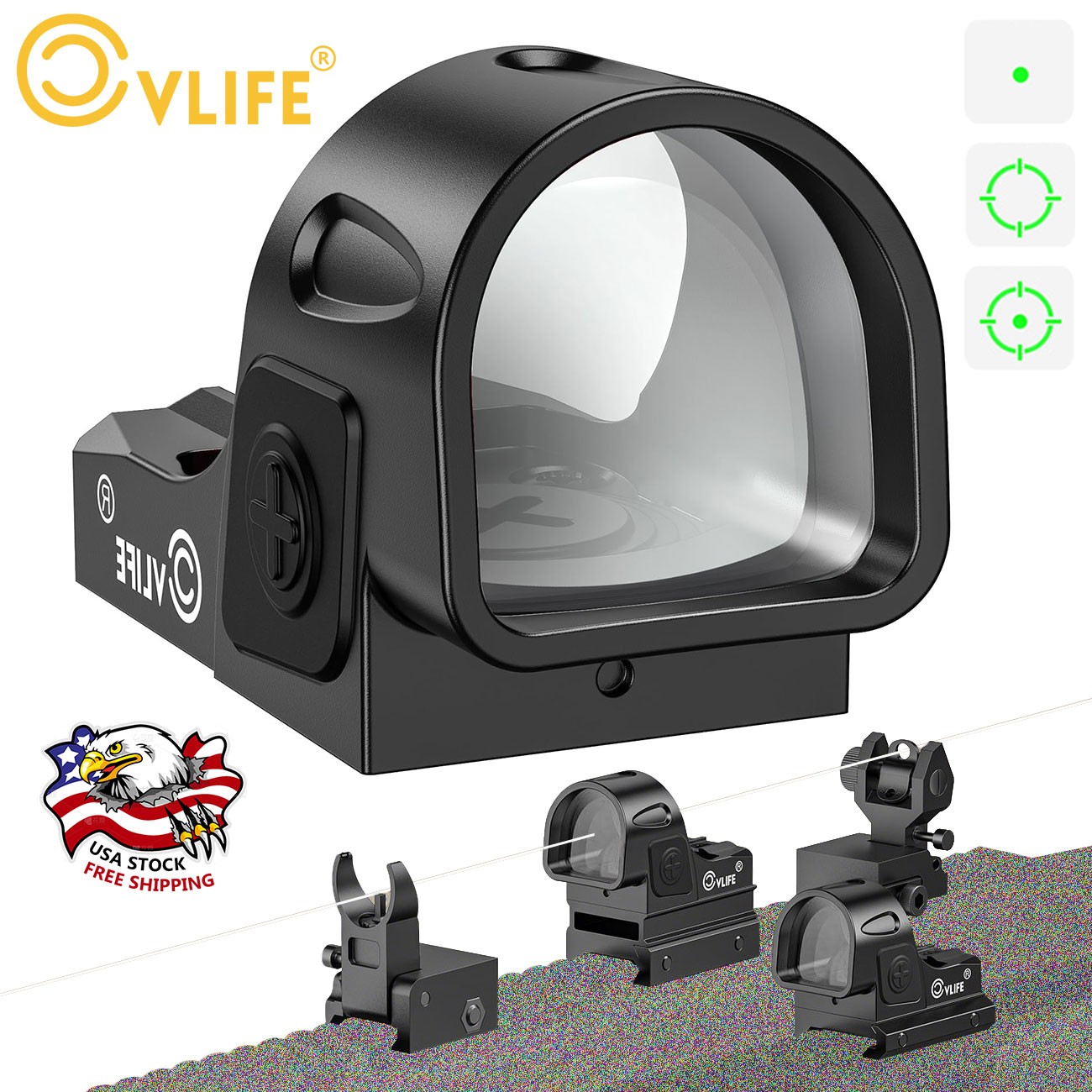 Motion Awake Reflex Green Dot Sight 3 MOA Dot & 32 MOA Circle OpticSight For RMR