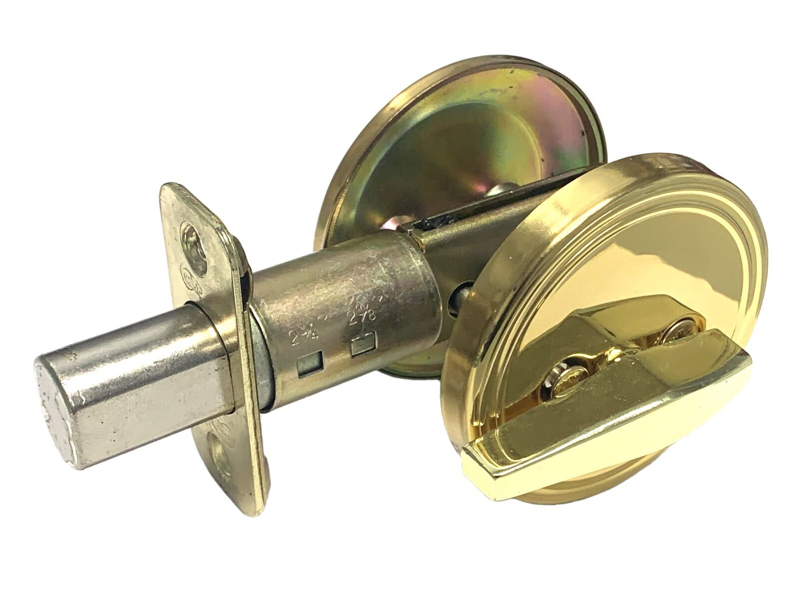 Cal-Royal ID-801 US3 Polished Brass One-Side Deadbolt with Blank Plate