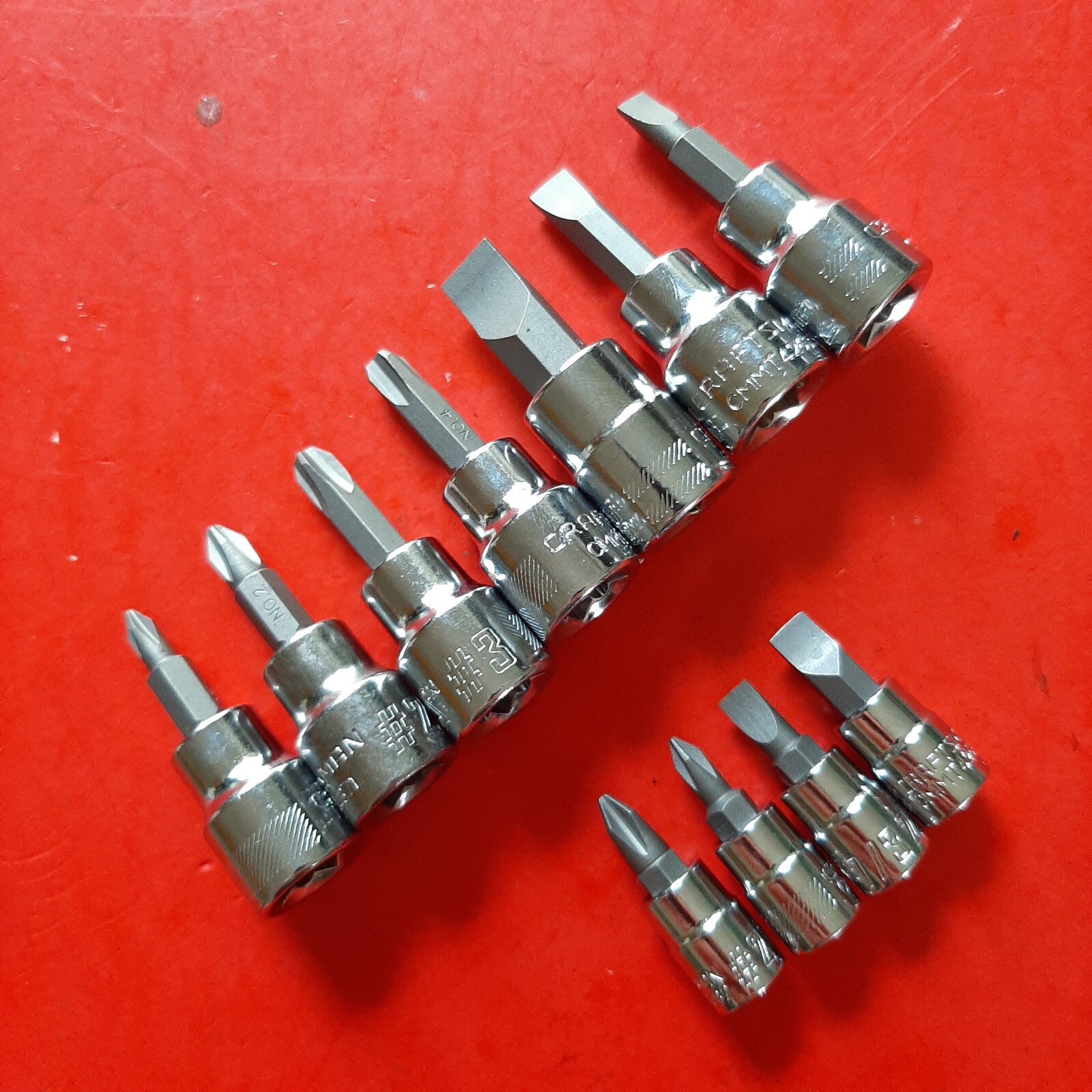 CRAFTSMAN 11pc 1/4 & 3/8" Phillips Flat Tip Screwdriver Bit Driver Socket Set