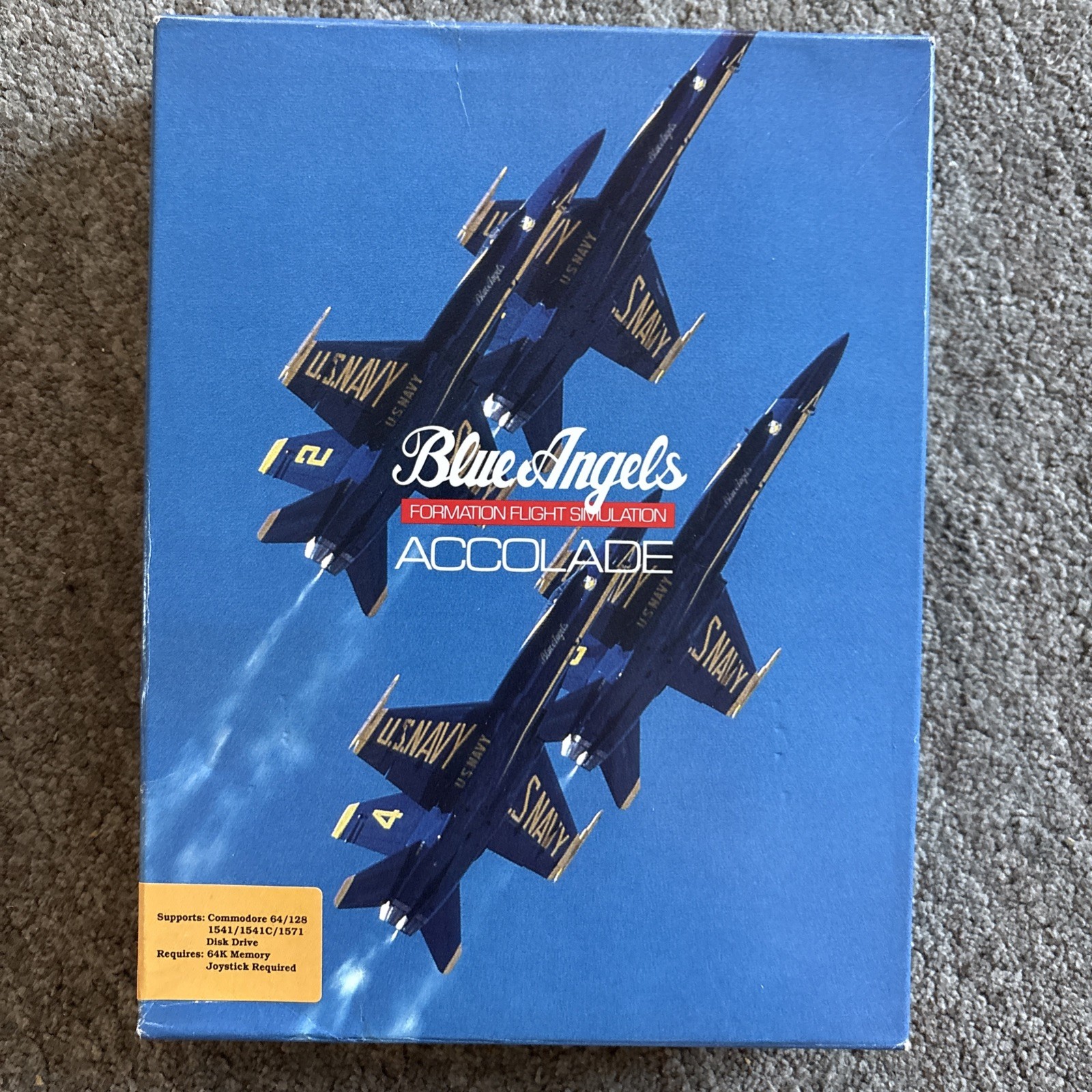 Blue Angels Game Formation Flight Accolade  Disk 1989 Commodore 64 CIB