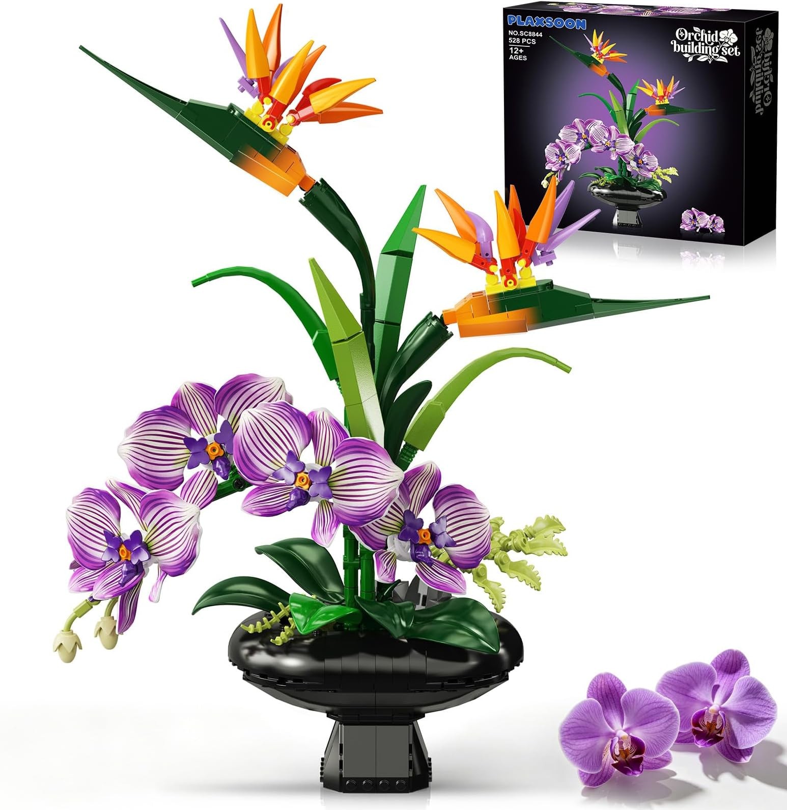 PLAXSOON Orchid Flowers Building Set for Adults, Botanical Collection Decor |...
