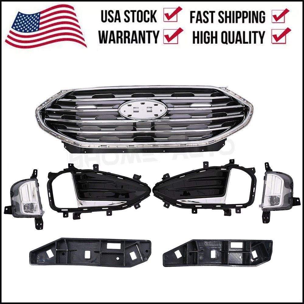 7Pcs For Edge 2019-2023 Front Bumper Upper Grille//Fog Light Kit/Bumper Brackets