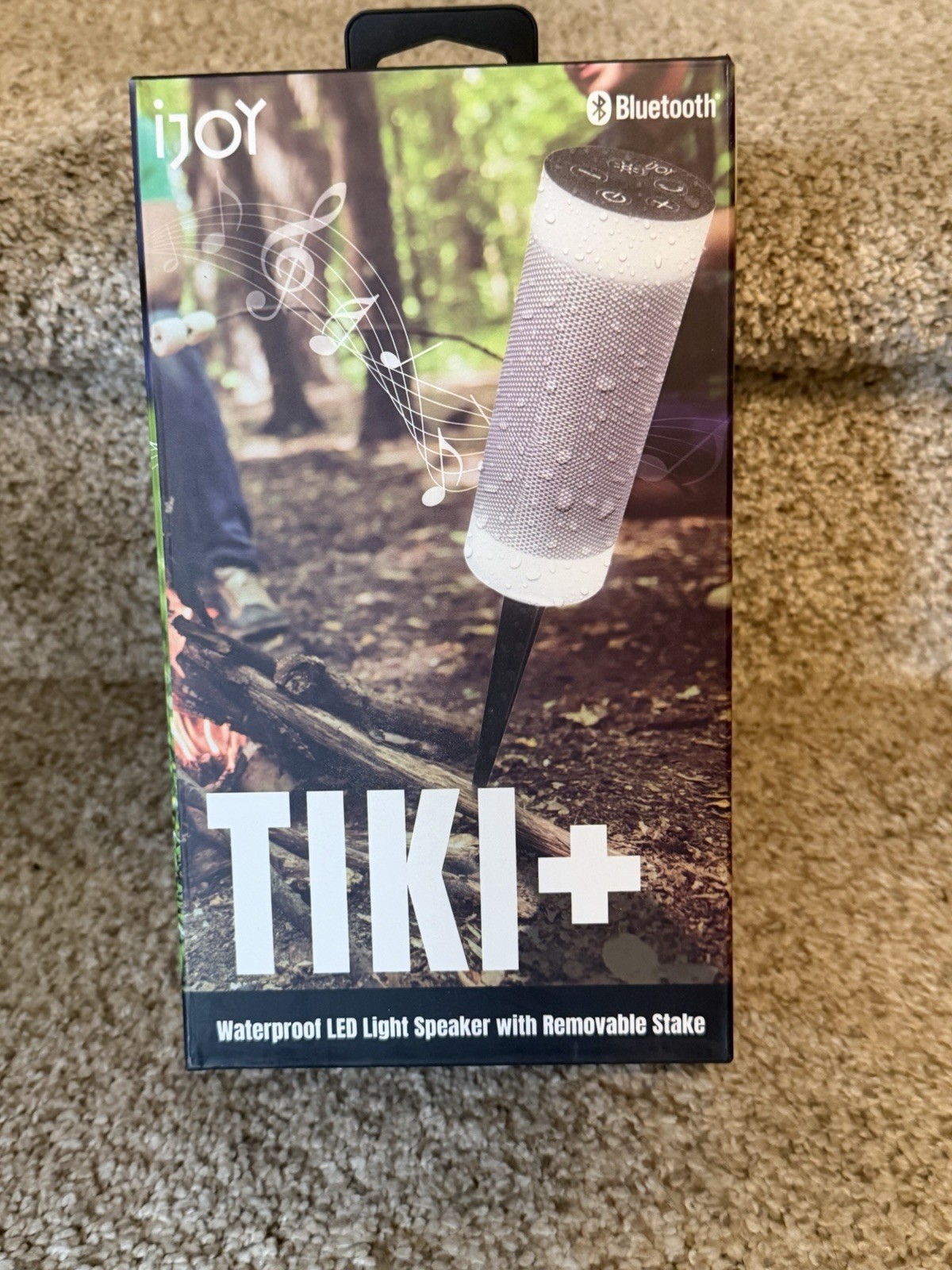 iJoy TIKI+ Bluetooth Waterproof LED Lighting Portable Speaker, White, Stake