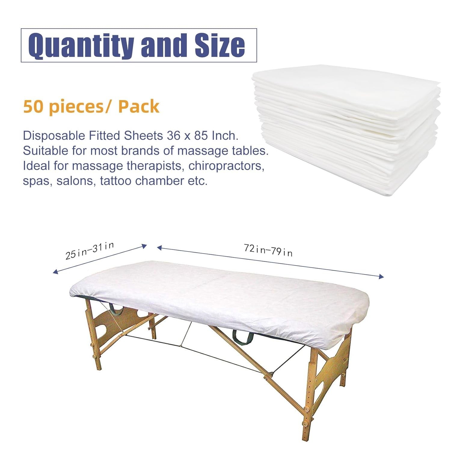50PCS Disposable Massage Table Sheets, Breathable Bed Cover