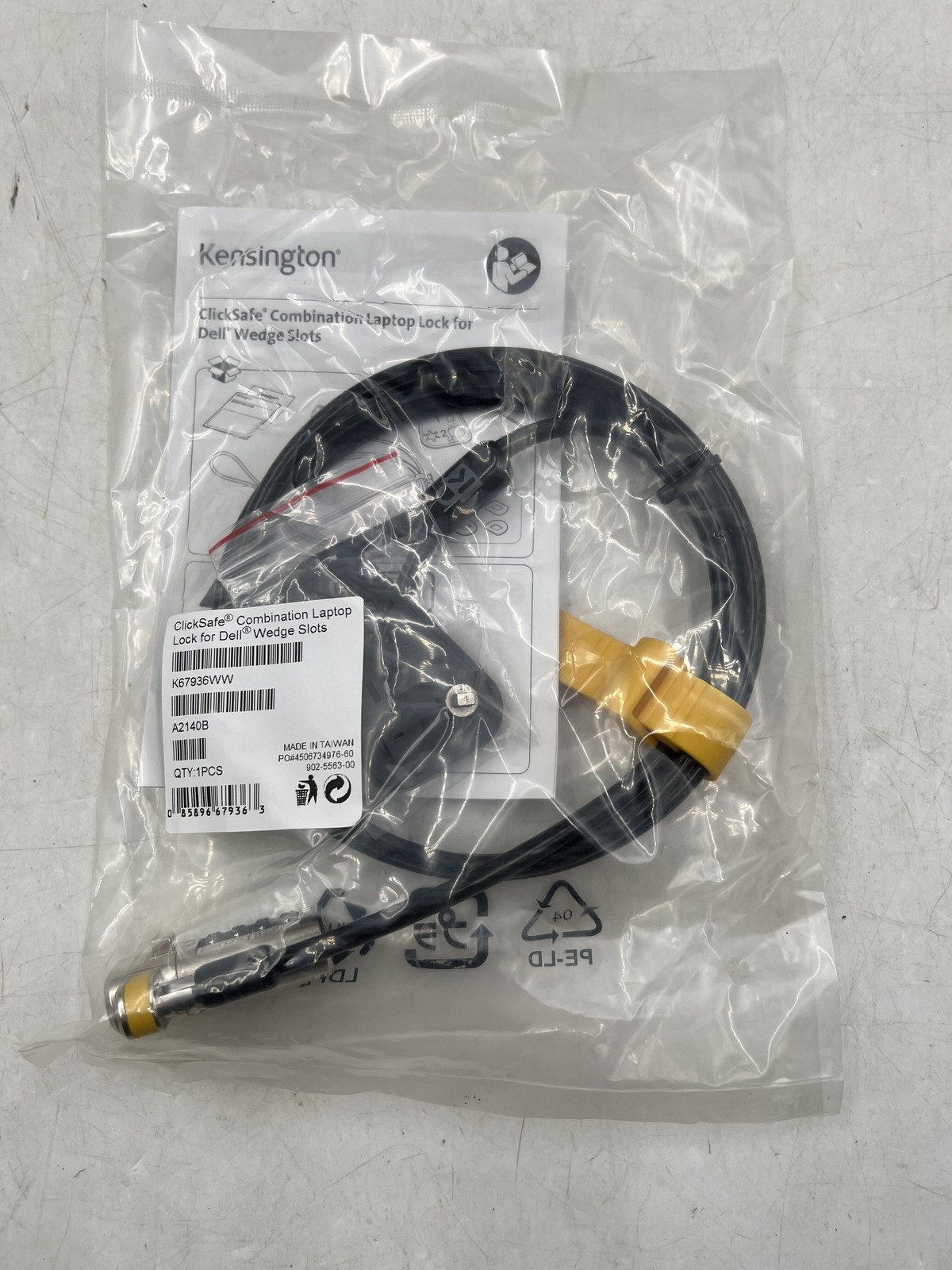 Kensington ClickSafe Combination Laptop Lock for DELL Wedge-Shaped Security Slot