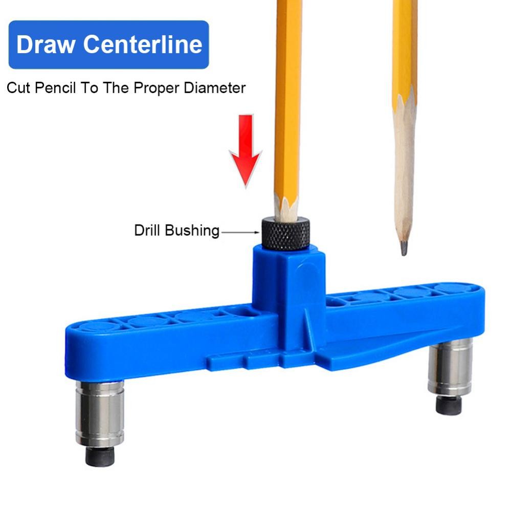 Blue 2 in 1 Dowel Jig Kit Self Centering Line Scriber Woodworking Tools