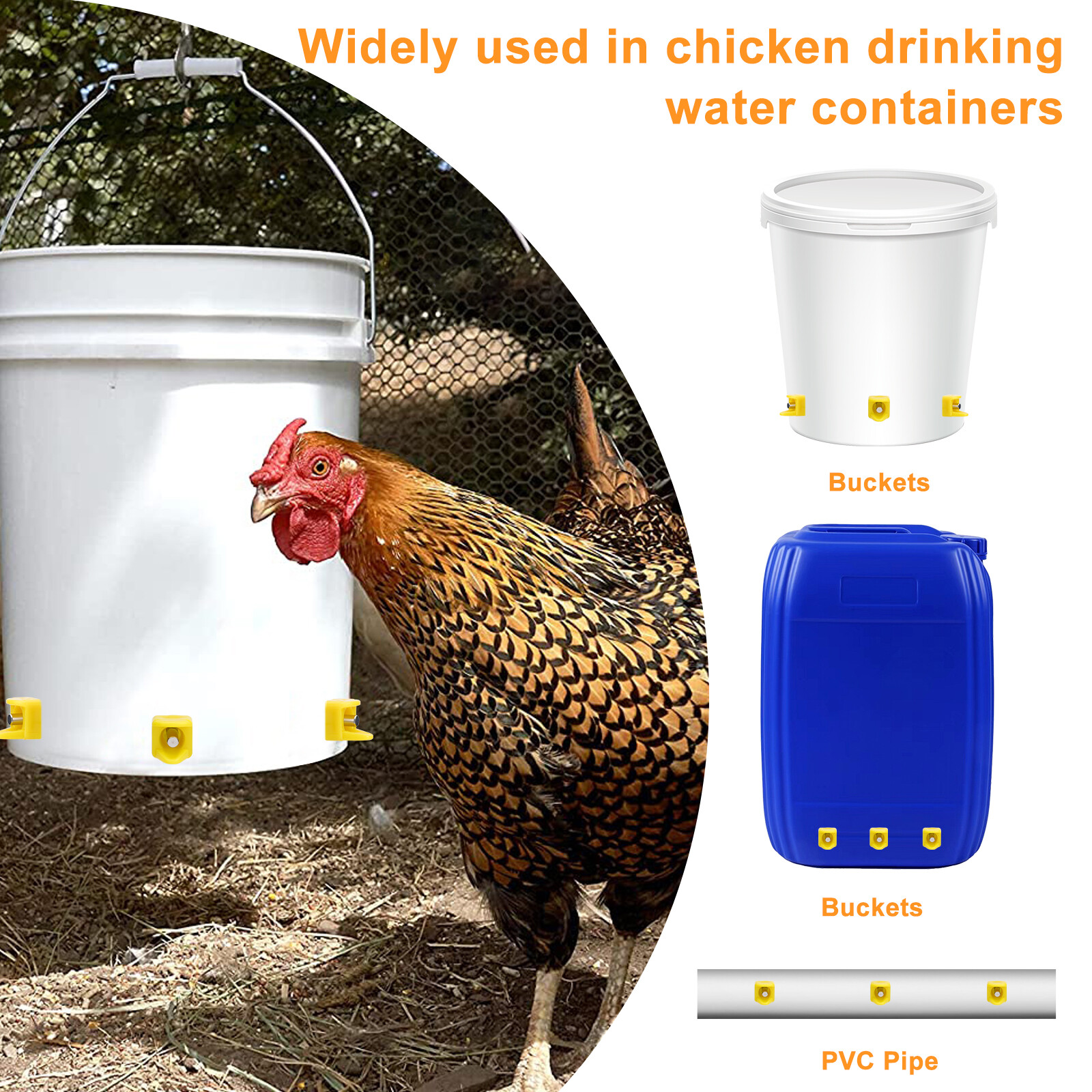 15Pcs Automatic Chicken Nipples Waterer with Drill Bits No Leak Poultry Drinking