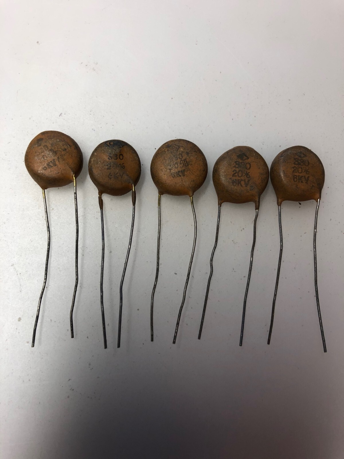 Two CENTRALAB CRL High Voltage Ceramic Disc capacitor 330pF, 6000 V, 6KV, 20% US