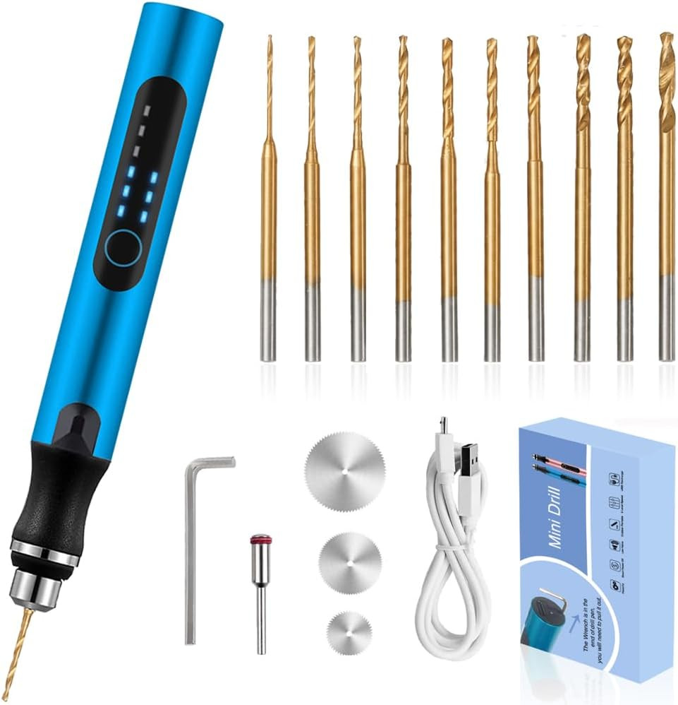 3-Speed Cordless Mini Drill Pen with 10 Small Drill Bits,Rechargeable Electric H