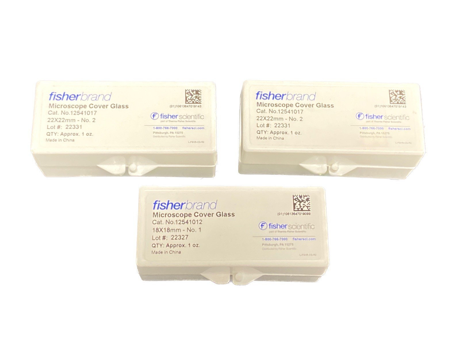 (~3oz) FISHERBRAND 22x22mm & 18x18mm Microscope Cover Glass 12-541-017