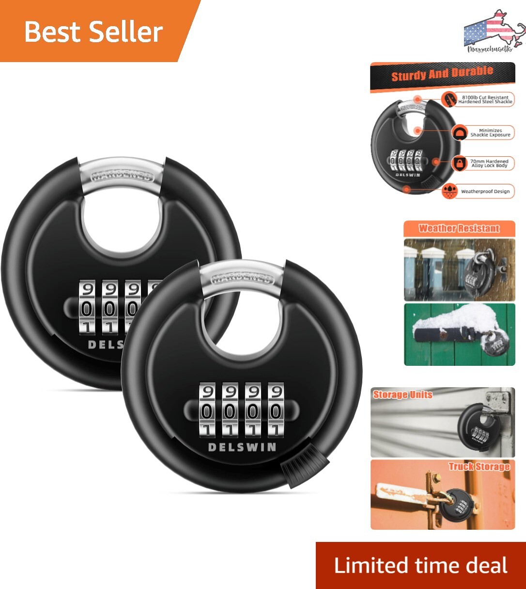 Heavy Duty Outdoor Combination Padlocks - Weatherproof Combo Locks for Gates,...