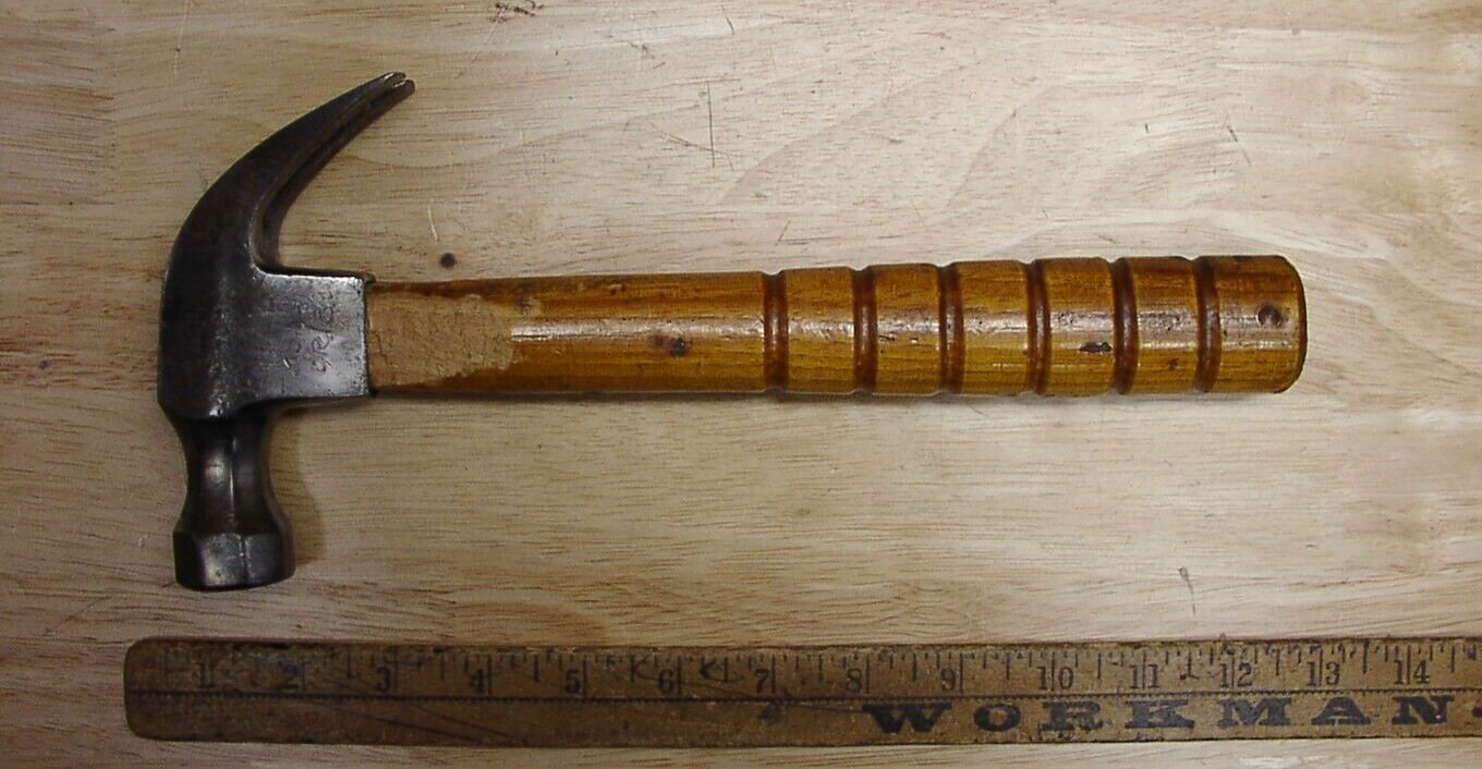 Vintage Millers Falls Curved Claw Hammer,1lb.10.6oz,W/Owner's Inscriptions