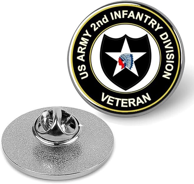 Silver U.S. Army 2nd Infantry Division Lapel Pin Veteran Tie Suit Shirt Pinback