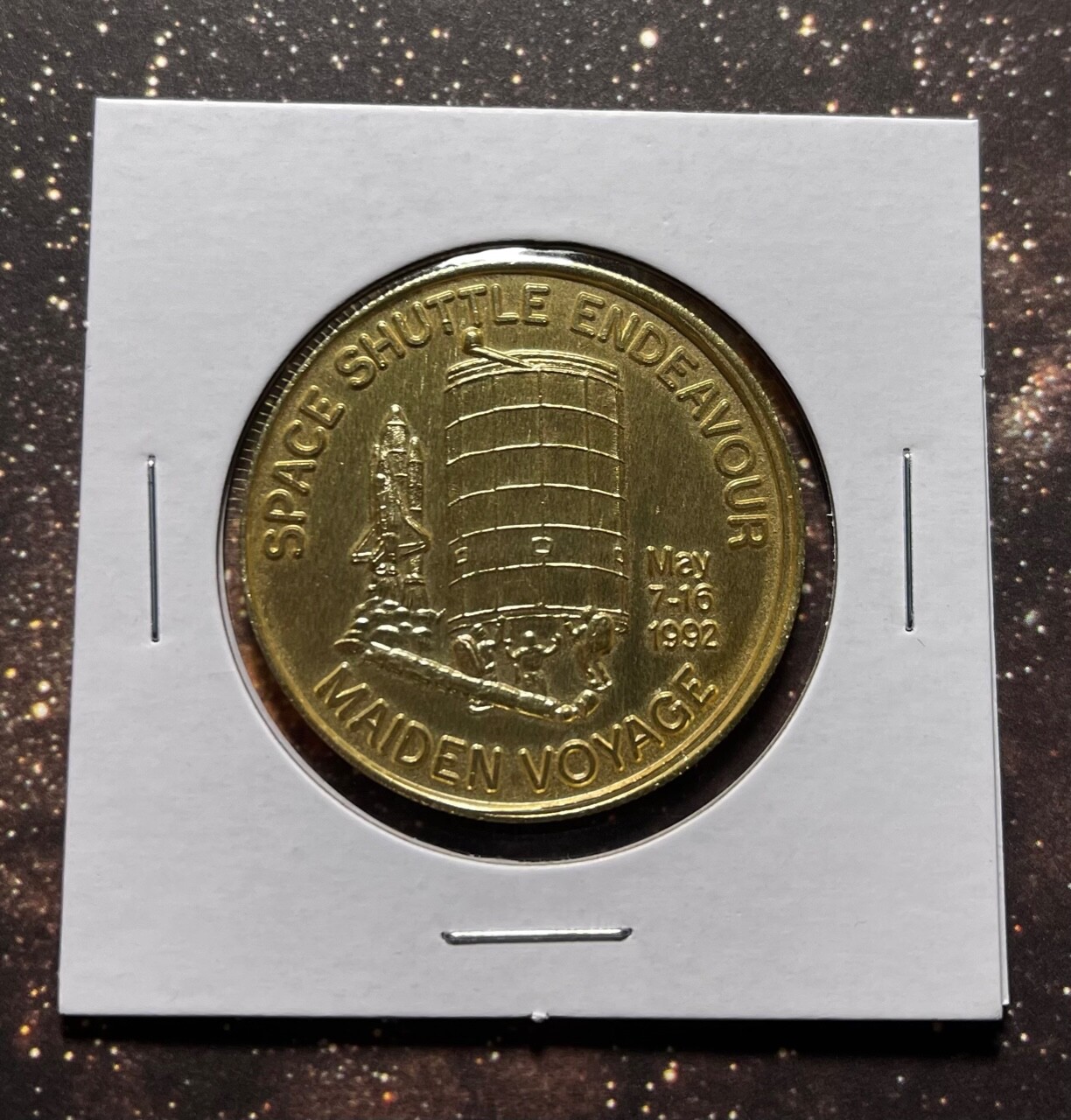 ENDEAVOUR PORT CANAVERAL BLENDED FLOWN BOOSTER METAL MEDALLION / COIN