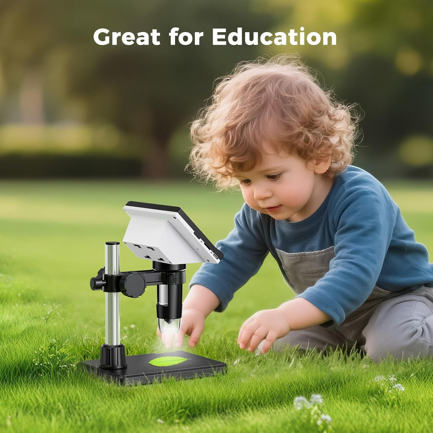 4.3" LCD Digital Coin Microscope, 1000x USB Magnifier w/ 8 Adjustable LED Lights