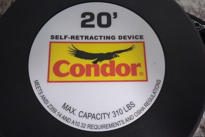 Condor 22RT98 20 Ft L 310 Lb Weight Cap Self-Retracting Lifeline