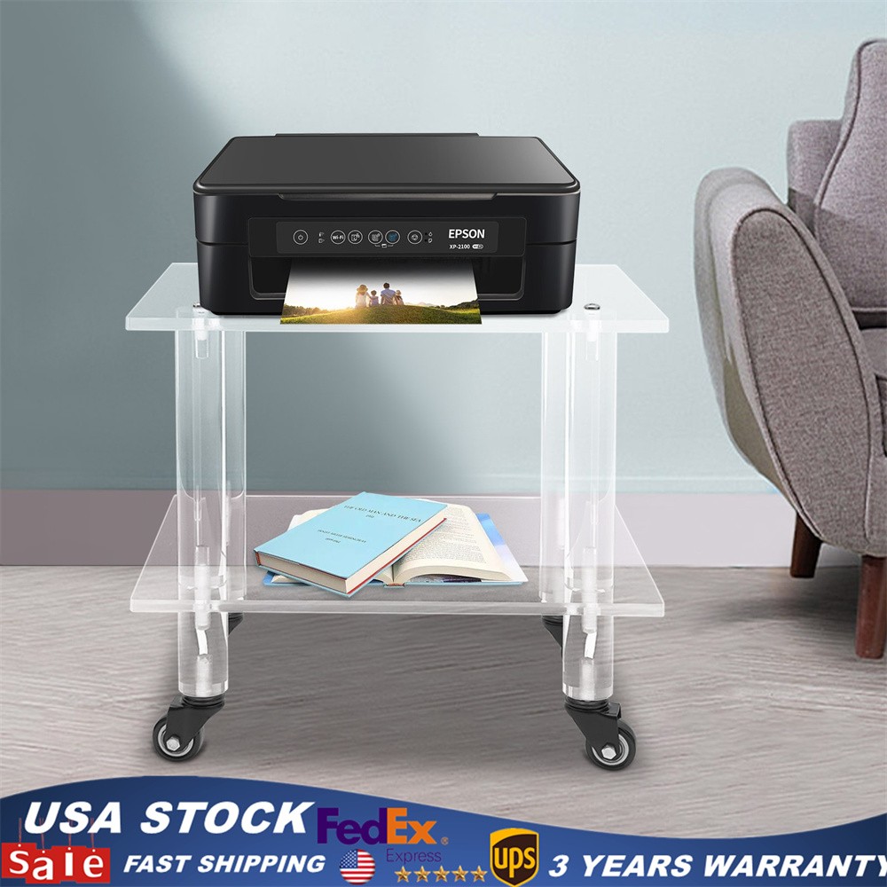 Printer Stand Rolling Acrylic Printer Rack With Wheels Office Fax Machine Stand