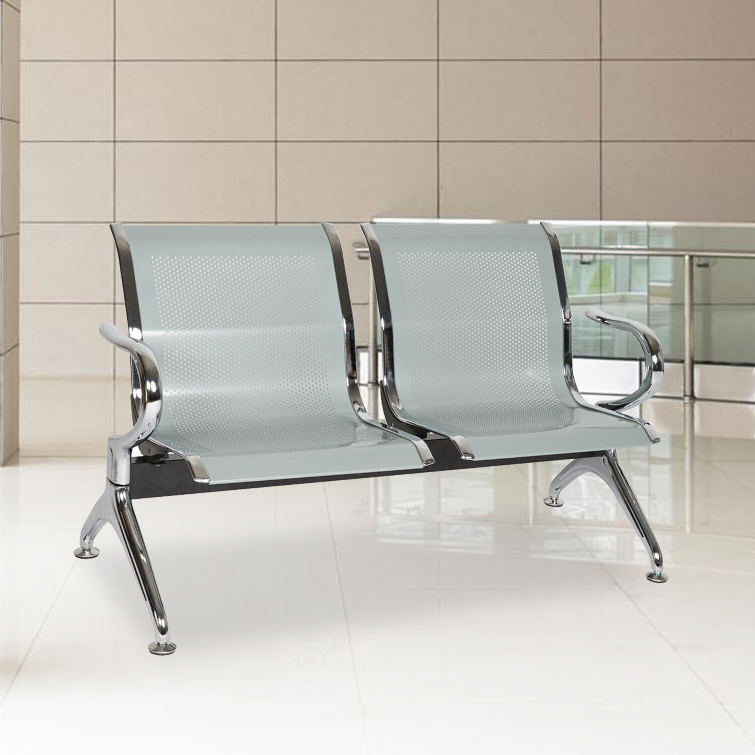 2 Seat Sliver Stainless Steel irport Hospital Bank Office Hallway Waiting Chair