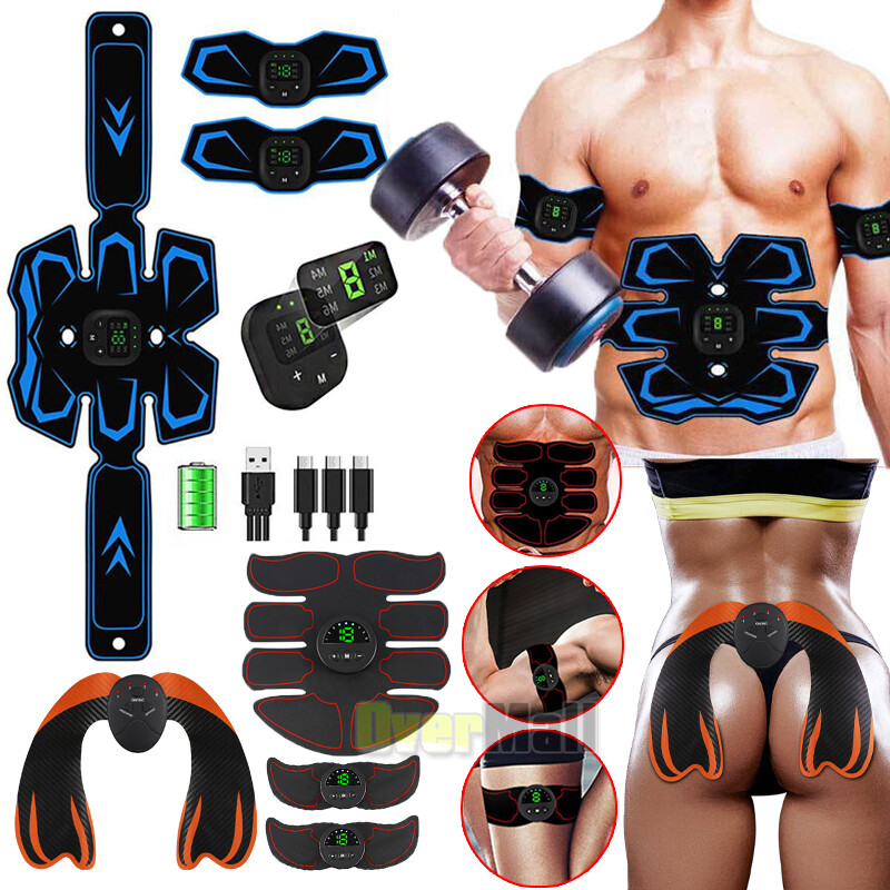 Rechargeable EMS Abs Trainer Arms & Hips Muscle Stimulator Abdominal Training