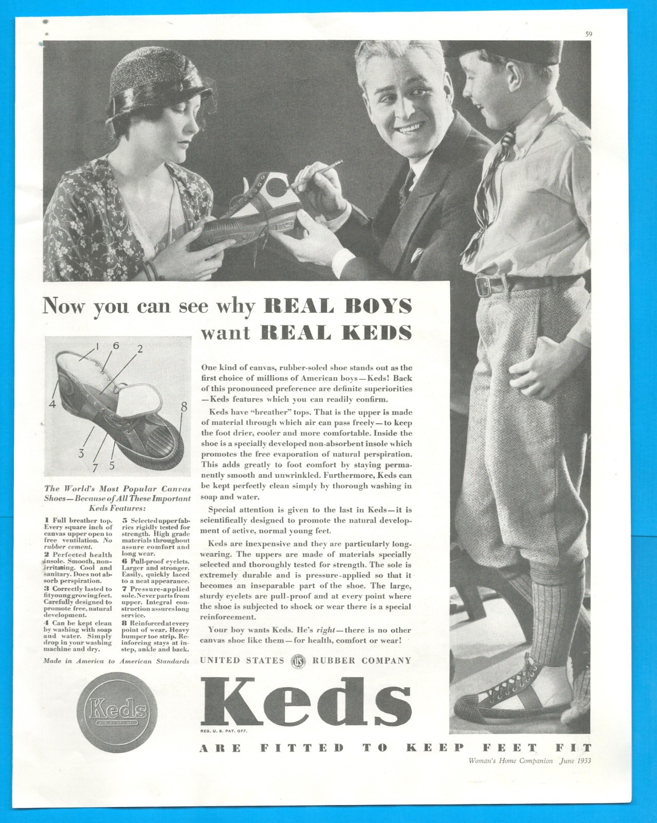 1933 KEDS sneakers shoes vintage PRINT AD early sneaker ad boys kids athletic
