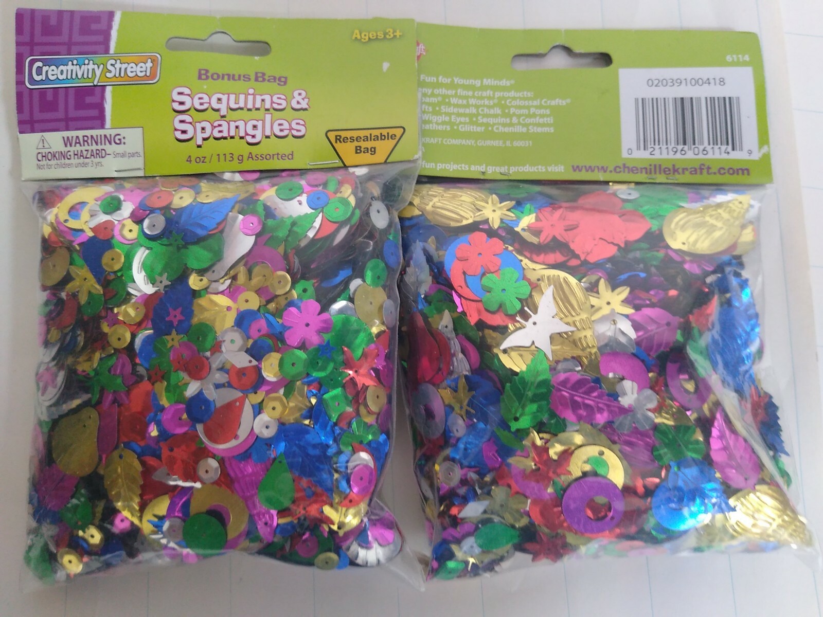 Lot of 2 Creativity Street Sequins & Spangles 4 oz. Each Package