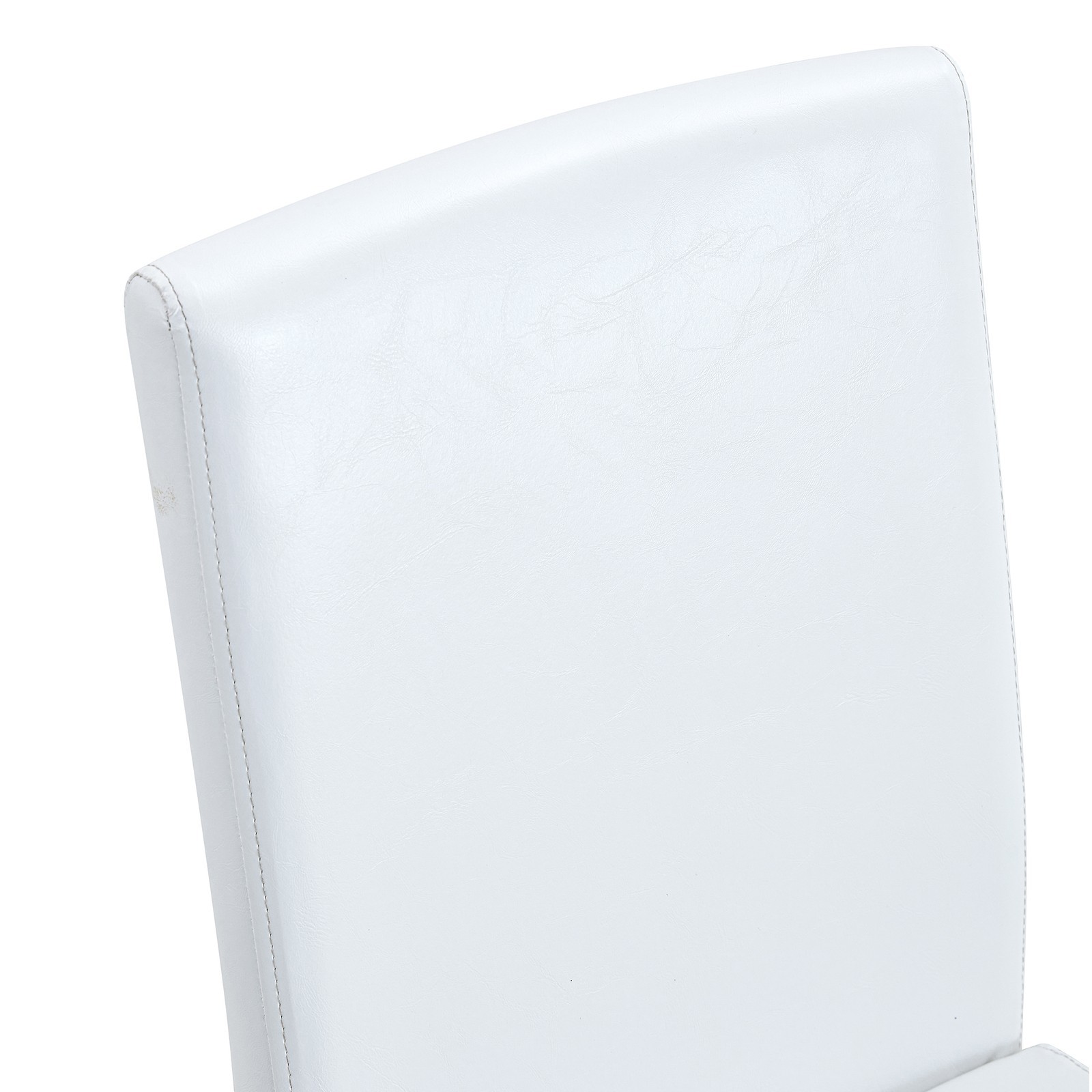 Set of 4 White PU Dining Chairs: 35.4" High, 18.5" Ergonomic Backrest