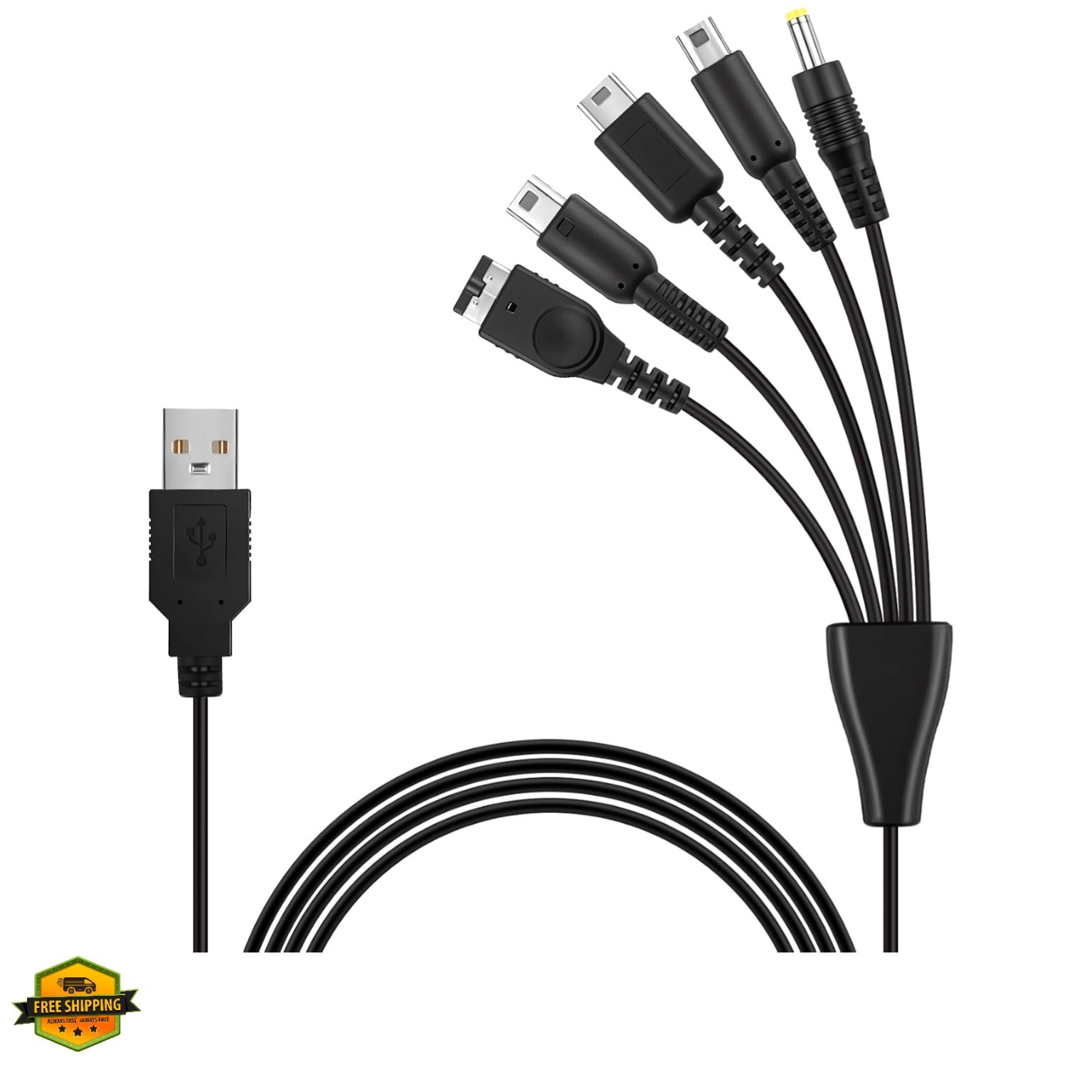 5-in-1 USB Charging Cable for Wii U/Nintendo DS Lite/2DS/3DS/Gameboy Advance ...