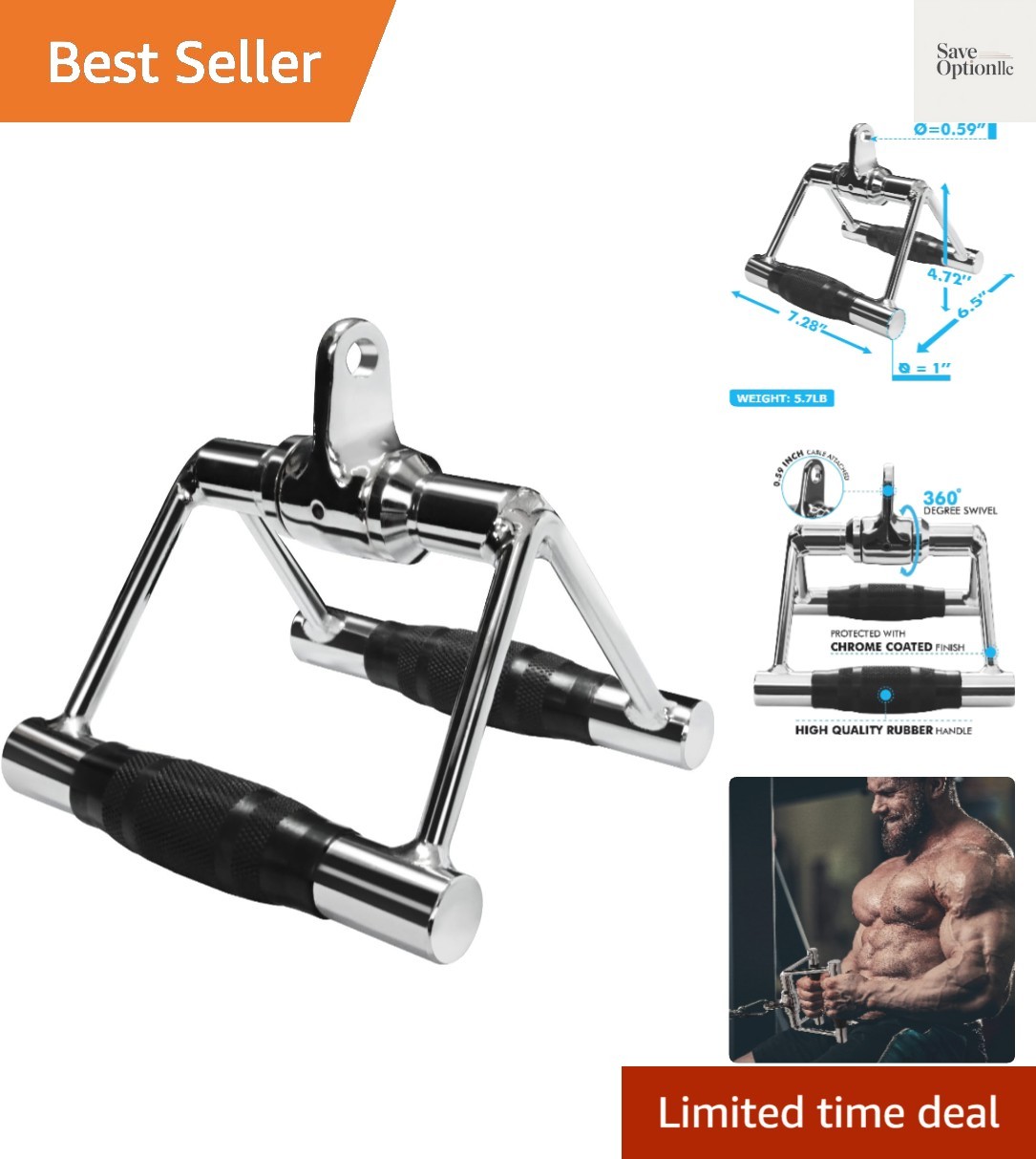 LAT Pull Down Cable Machine Attachment - Cable Machine Accessories for Home G...