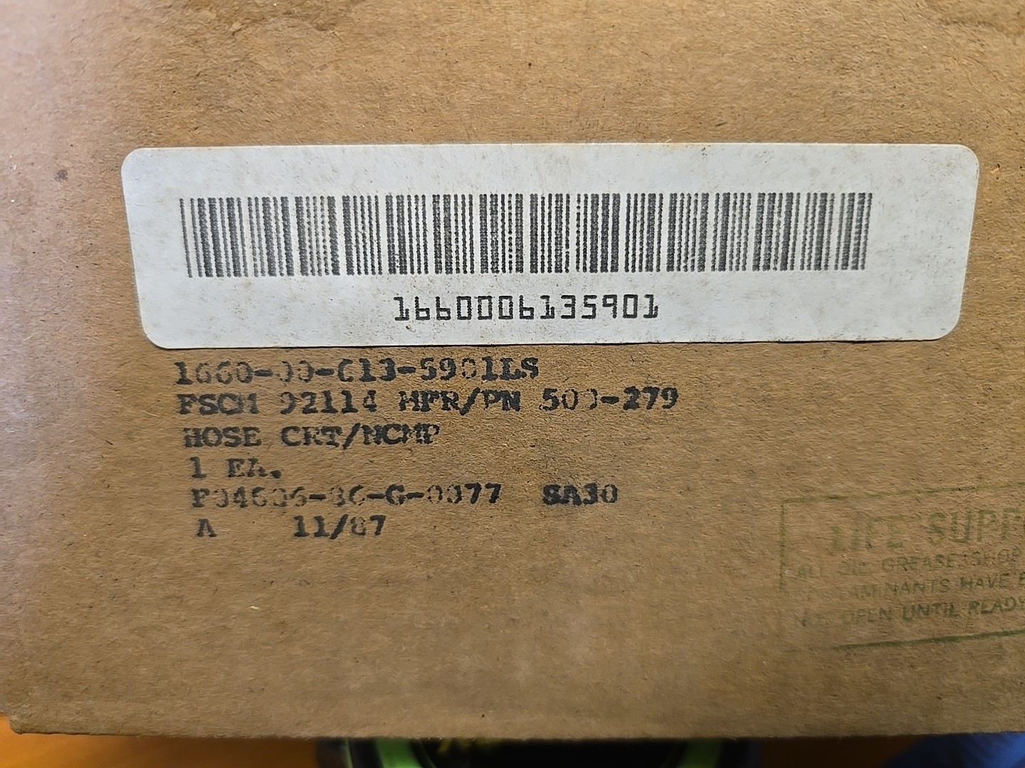 17" Pilots Oxygen Hose 1" Diameter PN 500-279