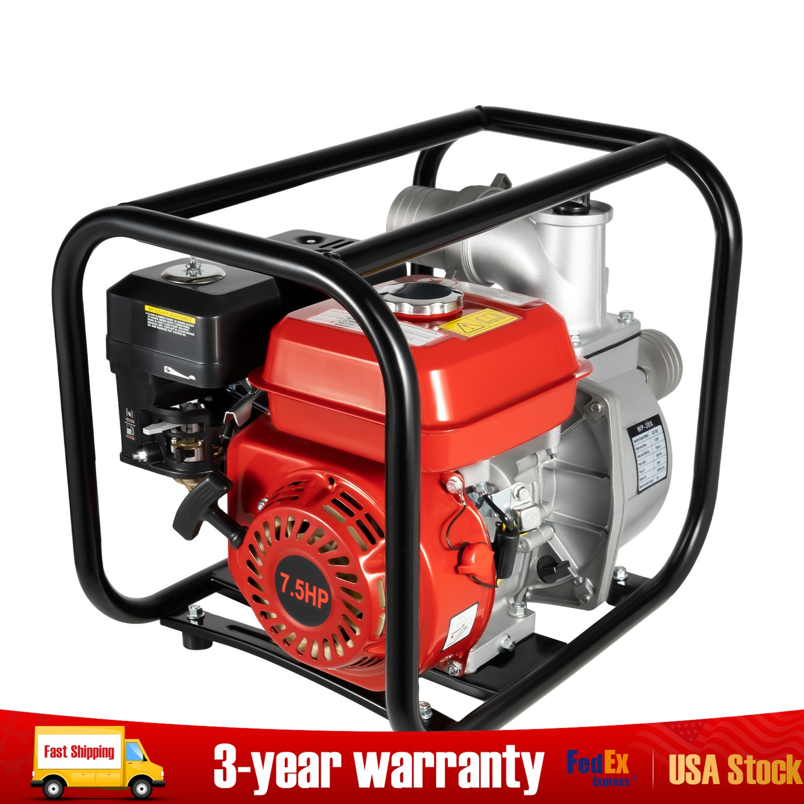 7.5HP 3000W Gas Power Semi-Trash Water Pump High Pressure Garden Irrigation