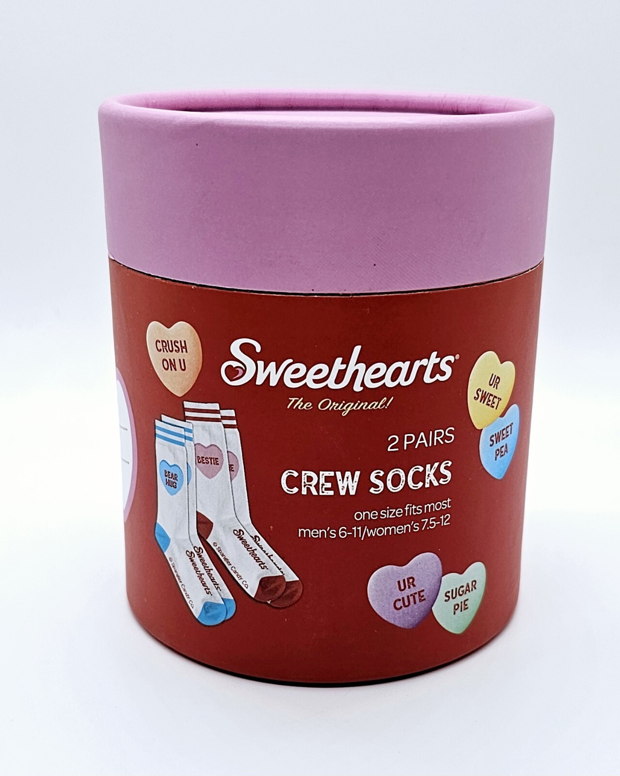 BRAND NEW Sweethearts Valentine's 2 Pair Of Crew Socks OSFM Women's Size 7.5-12