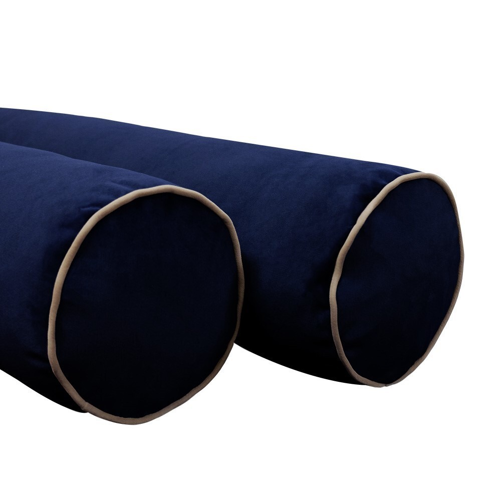 STYLE V1 Full Velvet ContrastPipe Indoor Daybed Bolster Pillow |COVER ONLY|AD373